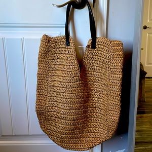 Banana Republic straw tote shopper NWT